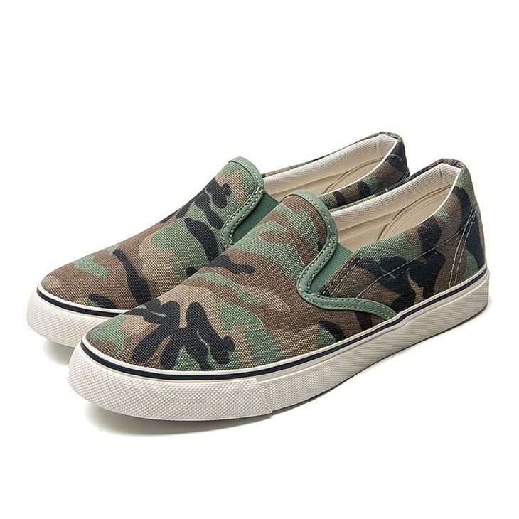 Slip-on camouflage canvas sneaker loafers