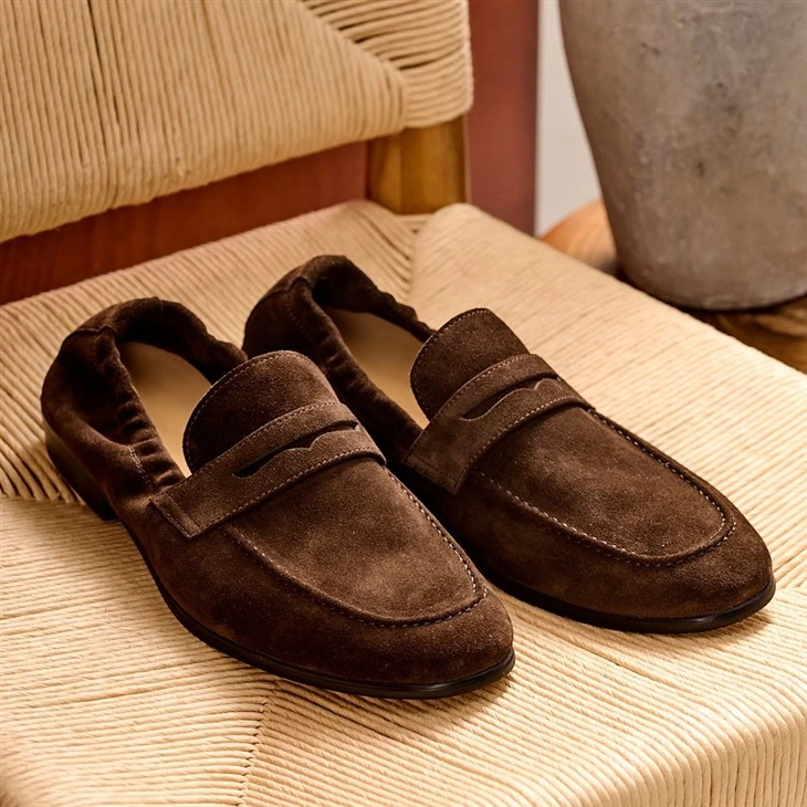 Men's Suede Penny Loafers factory