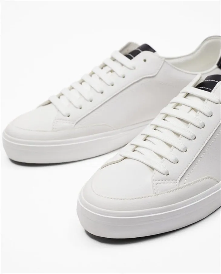 New Flat Minimalist Style Men's White Sneakers high quality