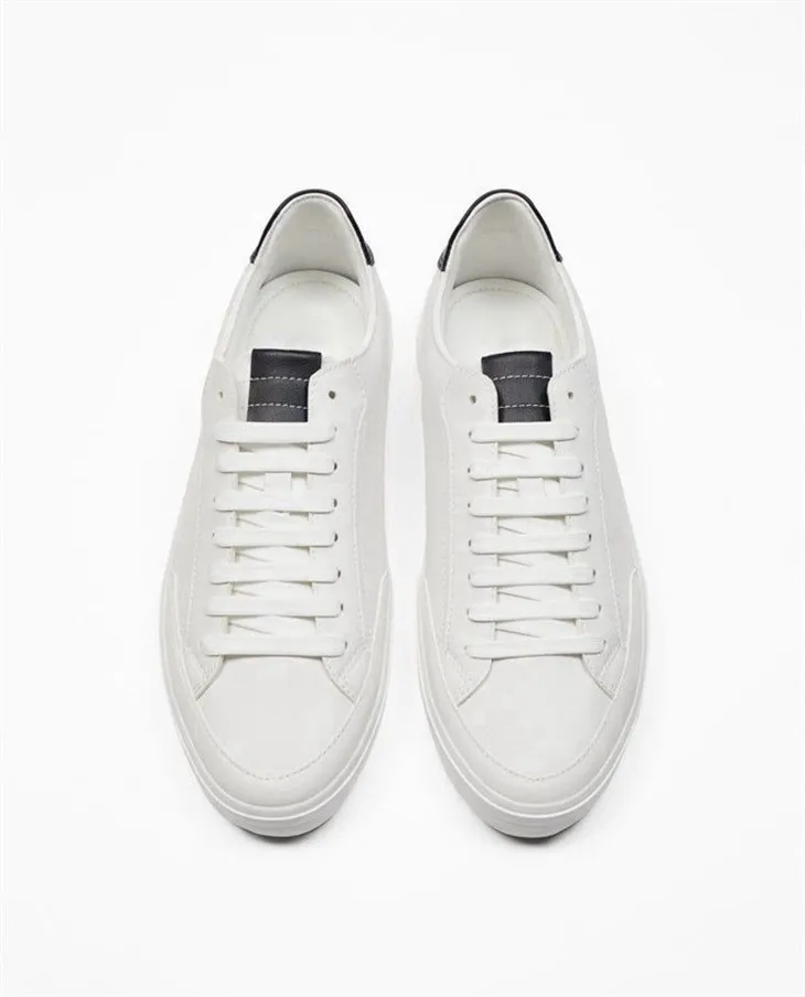 New Flat Minimalist Style Men's White Sneakers factory