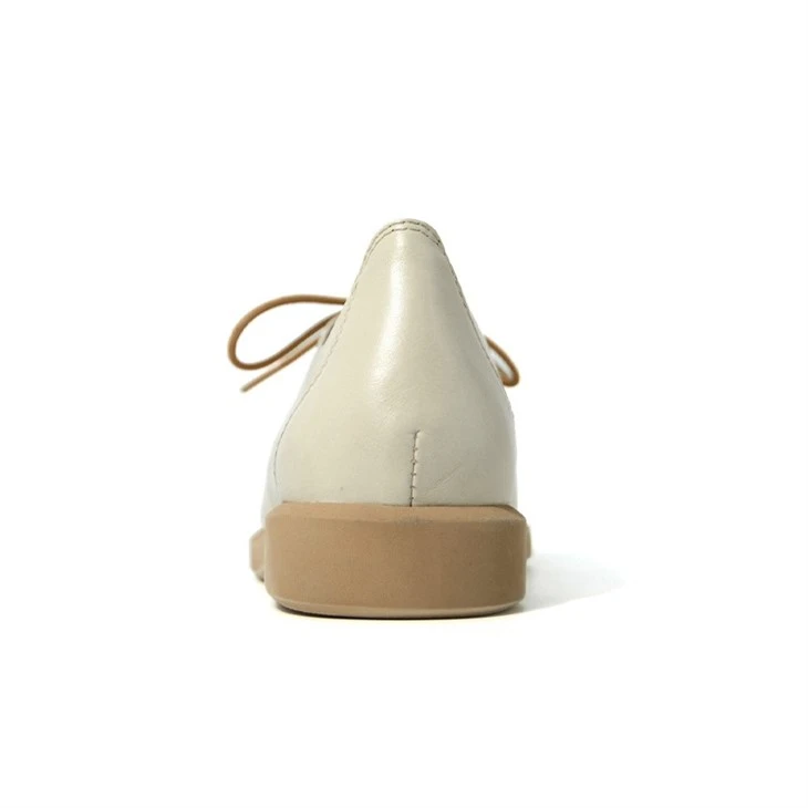 Cream Genuine Leather Minimalist Lace Up Flats high quality