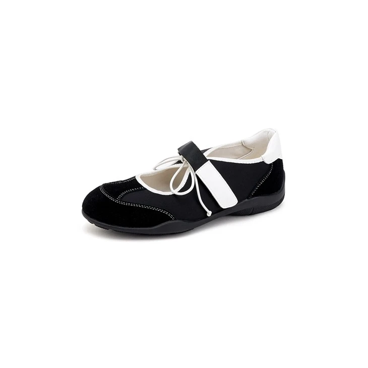 Black White Yellow Mary Jane Ballet Shoes