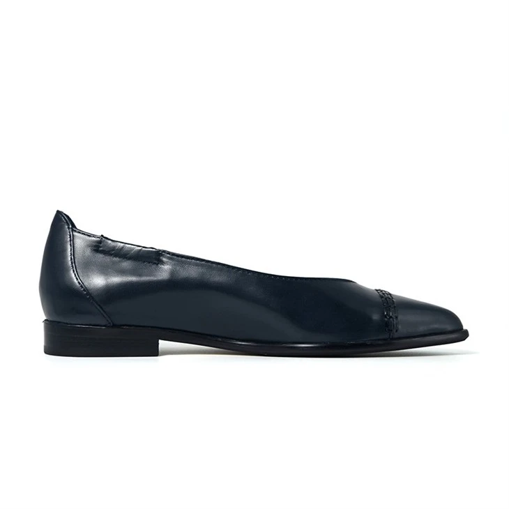 Minimalist Navy Blue Pointed Leather Flats best