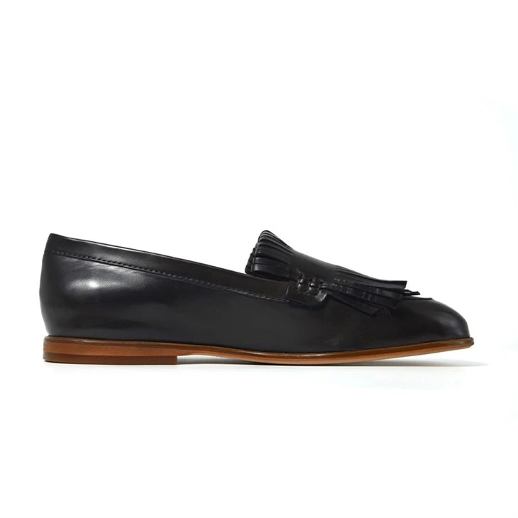 Bold Black Fringe Leather Statement Loafers best
