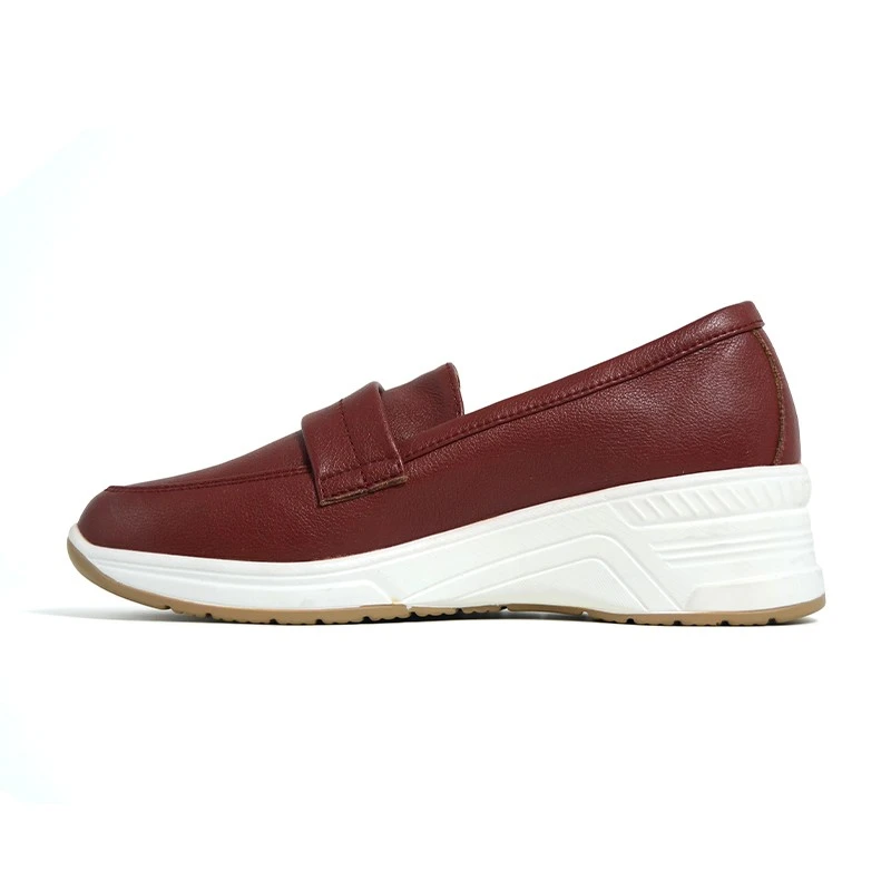 Burgundy Leather Platform Wedge Casual Loafers best