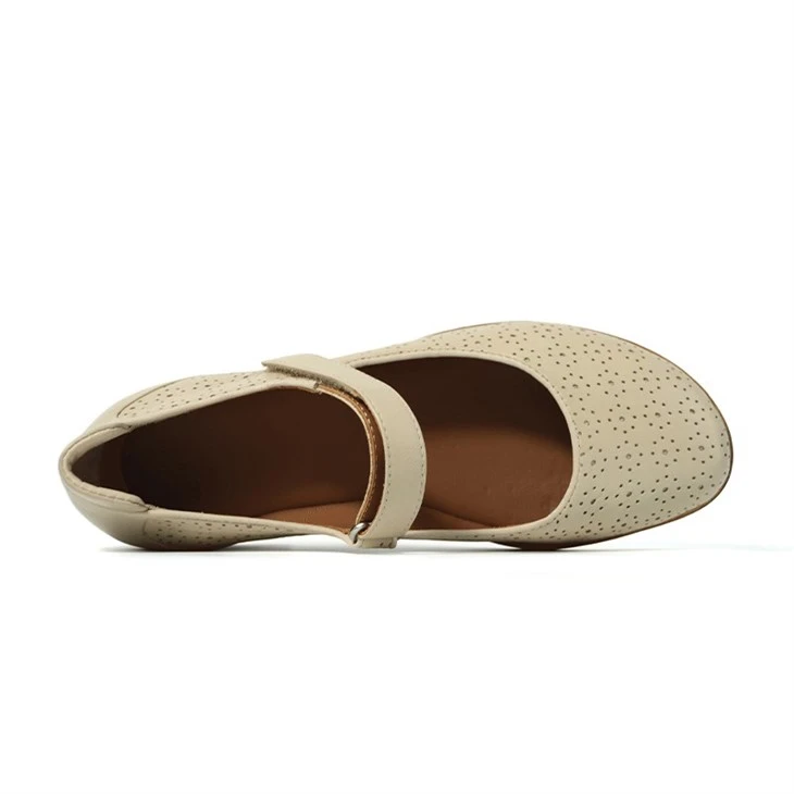 Chic Perforated Cream Mary Jane Strap Flats price