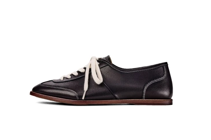 Coffee Brown Leather Trainer With Suede Heel Panel best
