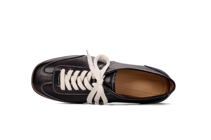 Coffee Brown Leather Trainer With Suede Heel Panel high quality