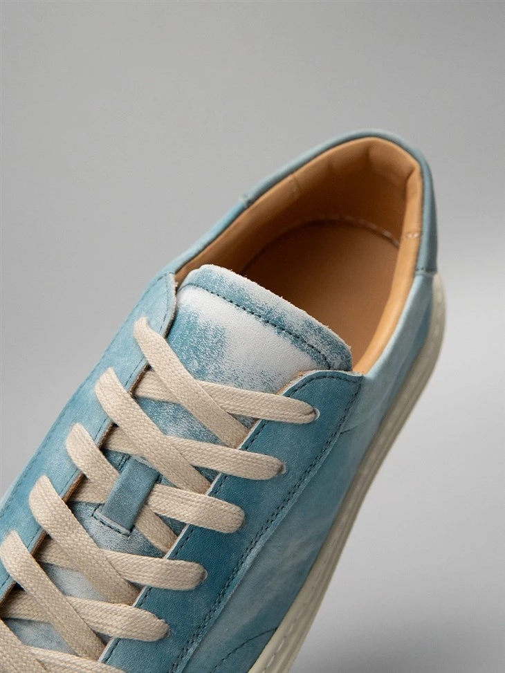 Distressed Real Leather Sneakers Casual Shoes