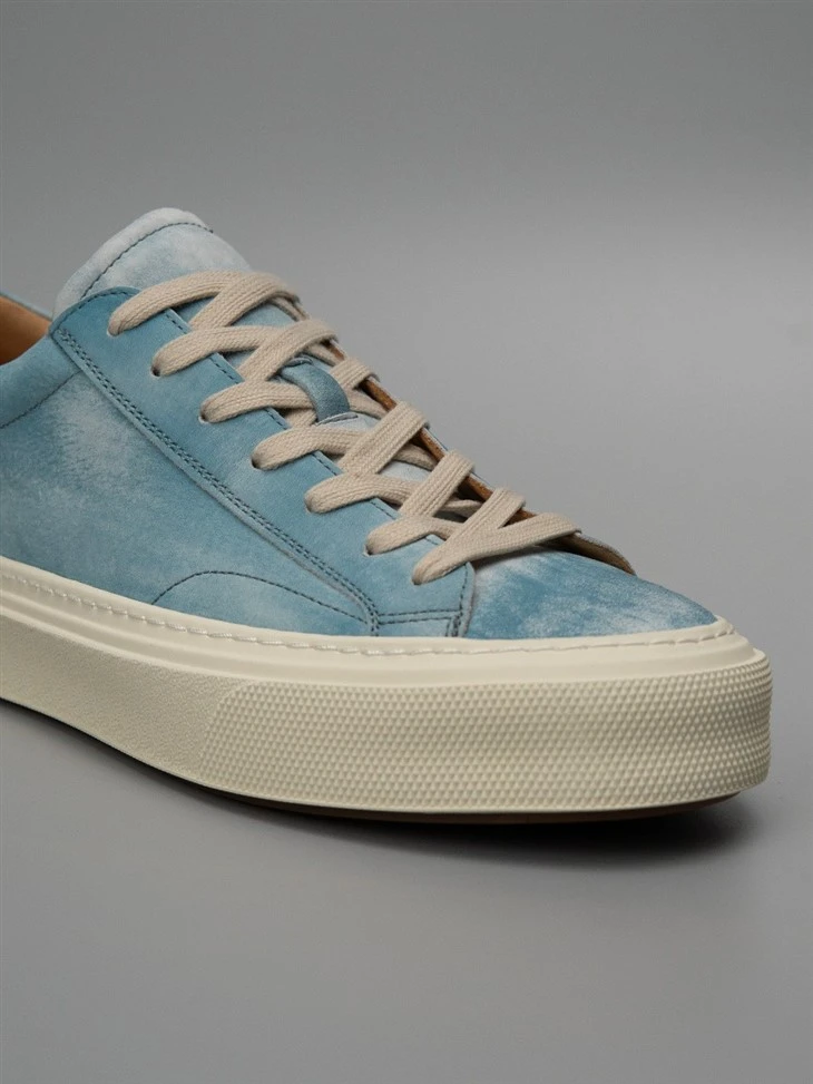 Distressed Real Leather Sneakers Casual Shoes