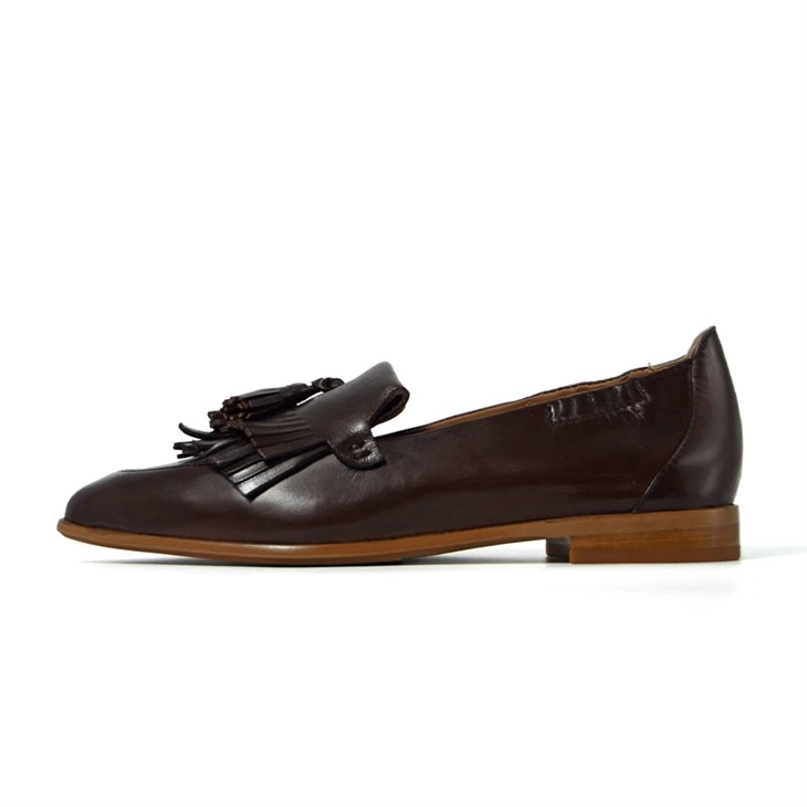 Elegant Dark Brown Leather Pointed Tassel Loafers