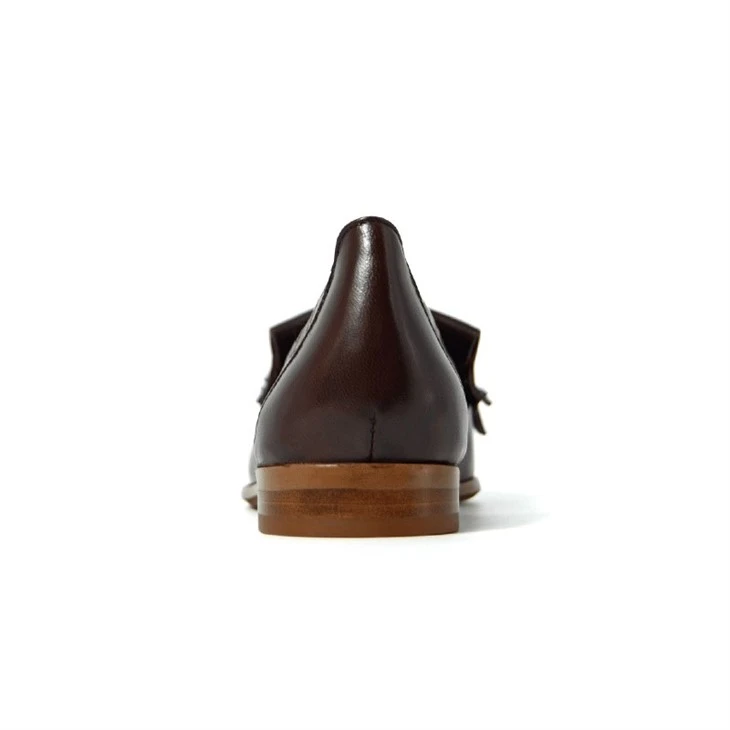 Elegant Dark Brown Leather Pointed Tassel Loafers high quality