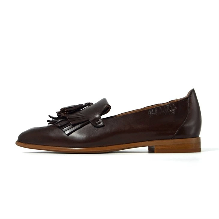 Elegant Dark Brown Leather Pointed Tassel Loafers suppliers