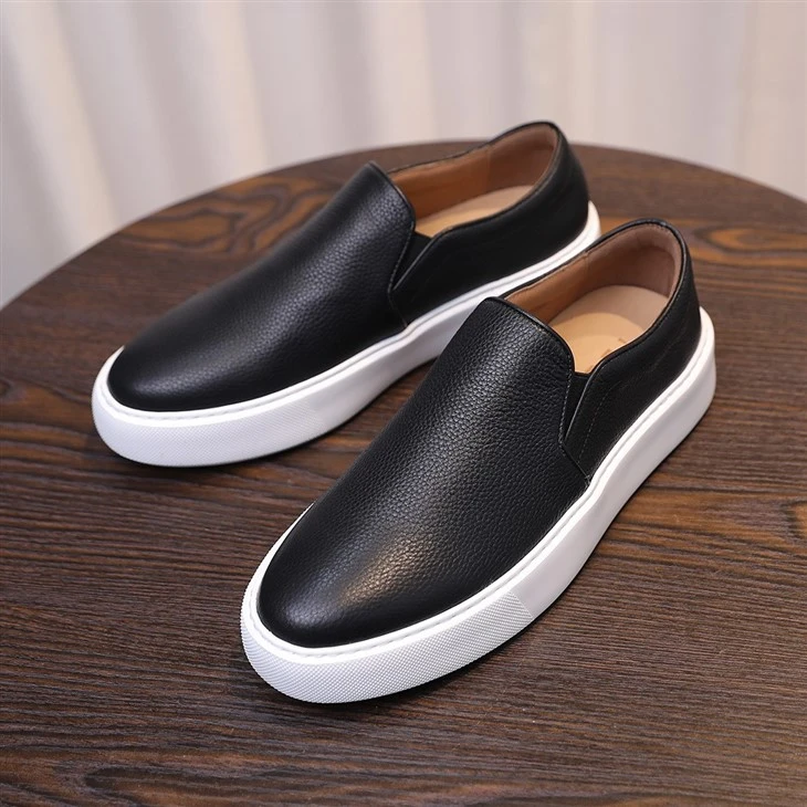 Genuine Leather Lazy No Lace Board Shoes