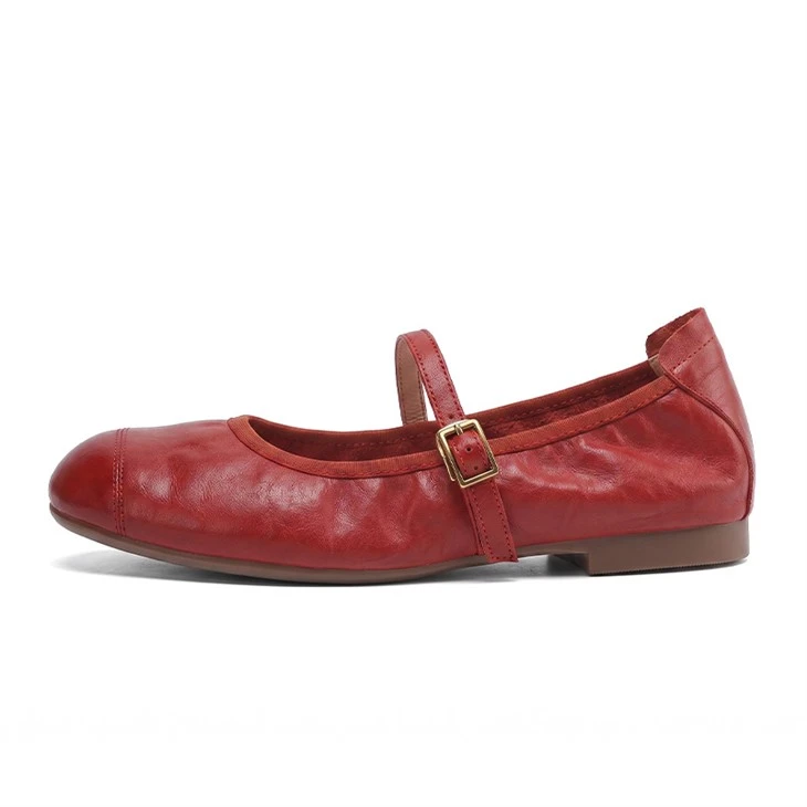 Segmented Stitching Foldable Back Ballet Mary Jane Flats