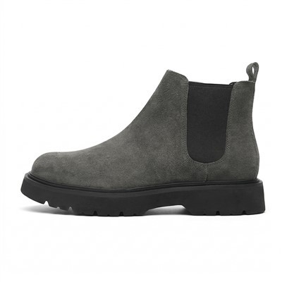 Grey Suede Platform Chelsea Boots
