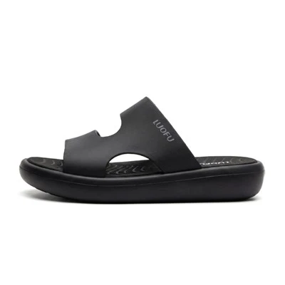 Men's Black Two-Strap Design Slide Sandals