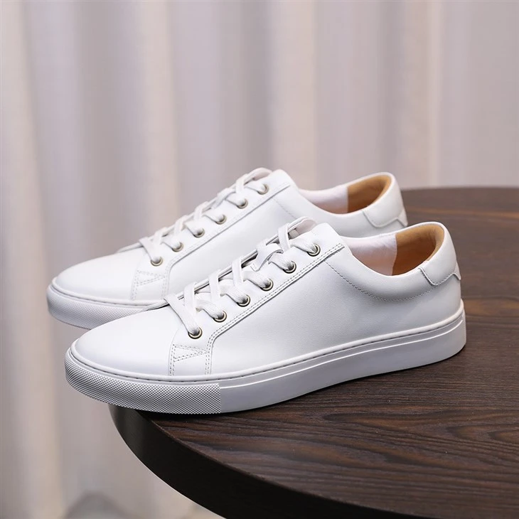 Premium Genuine Leather Men White Shoes