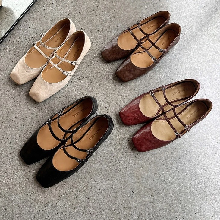 product-1-1 Double strap Mary Jane flats in all four colourways