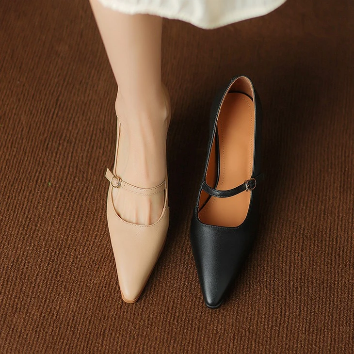product-1-1 Black and apricot sheep leather Mary Jane pumps, both colourways