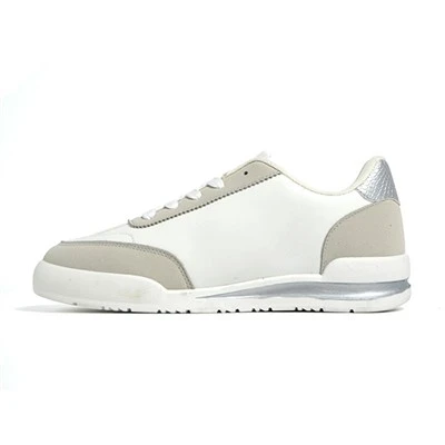 Off White Silver Stripe Retro Casual Sneakers