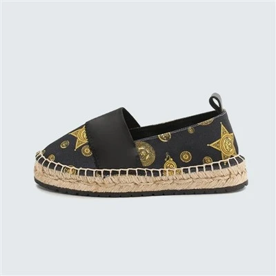 Printing Fabric Jute Sole Espadrilles For Girls