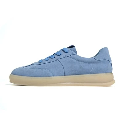 Sky Blue Suede Translucent Sole Casual Sneakers