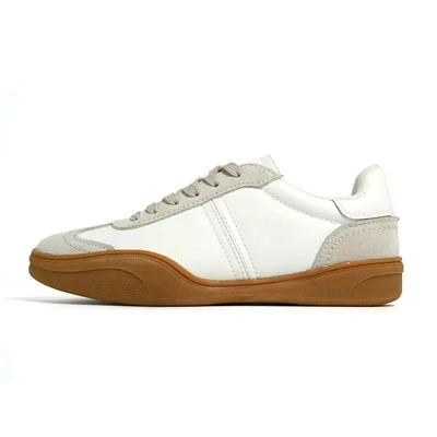 White Suede Gum Sole Retro Casual Sneakers