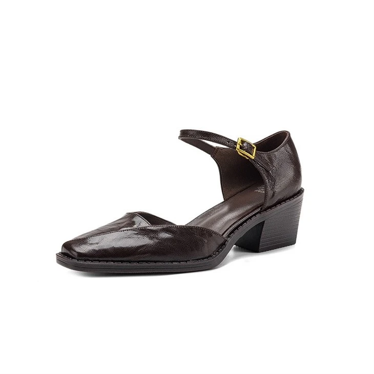 Soft Sheepskin Hollow Cutout Mary Jane Dating Shoes factory