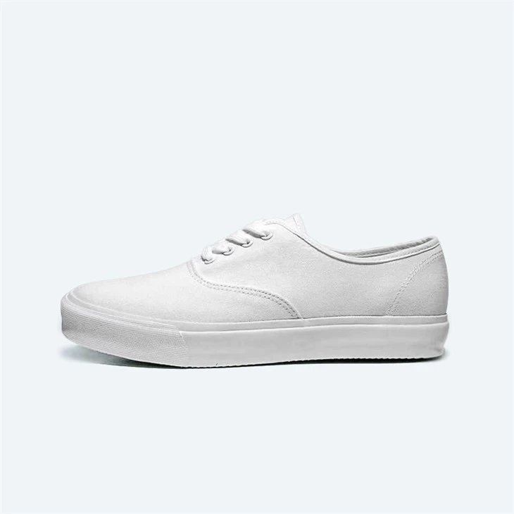 Vulcanized Sole White Canvas Shoes Lace-up