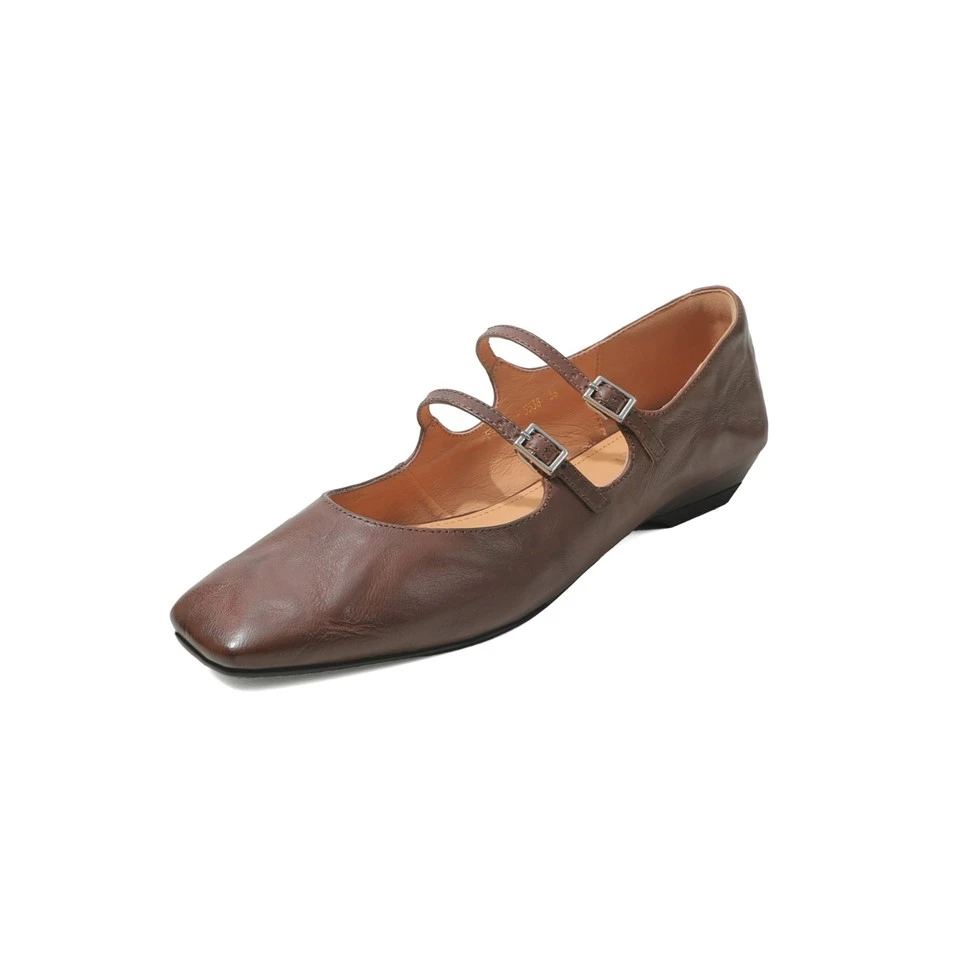 Women's Square Toe Double Strap Sheep Leather Mary Jane Flats best