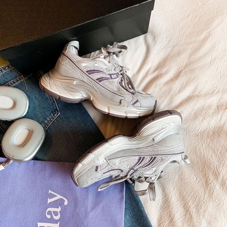 Women's Retro Chunky Platform Sneakers in Grey And Grey-Purple best